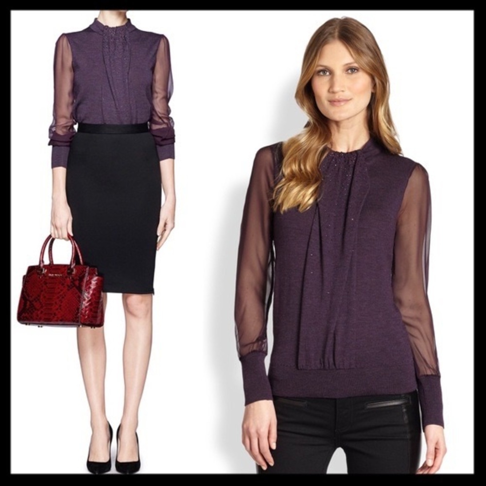 Tory Burch Abitha Sweaterβ Metrino Wool and Silk Size XS - Picture 6 of 15